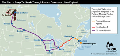 Tar sands pipeline New England route